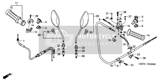 Honda SH50 2001 Leva della maniglia/Interruttore/Cavo per un 2001 Honda SH50